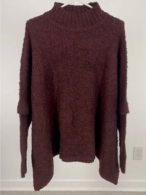 NWT DESIGN LAB Burgundy Sleeved Poncho Style Sweater